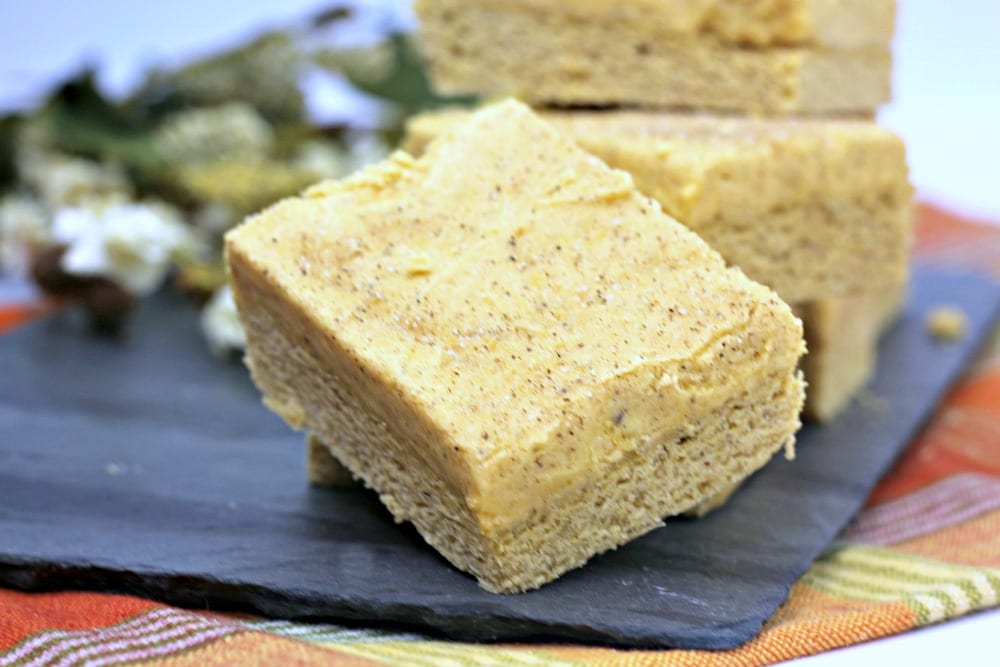 pumpkin bar with frosting and cinnamon sugar