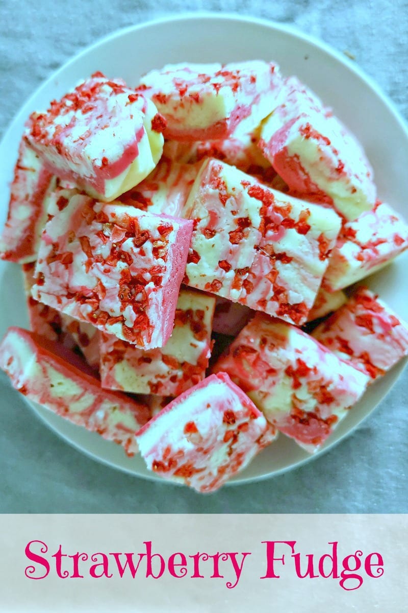 text pin overhead view of strawberry fudge