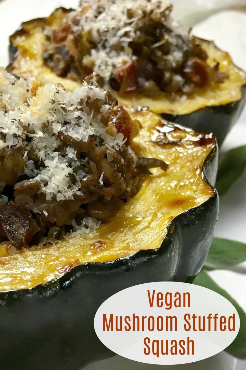 Vegan Mushroom Stuffed Acorn Squash Recipe