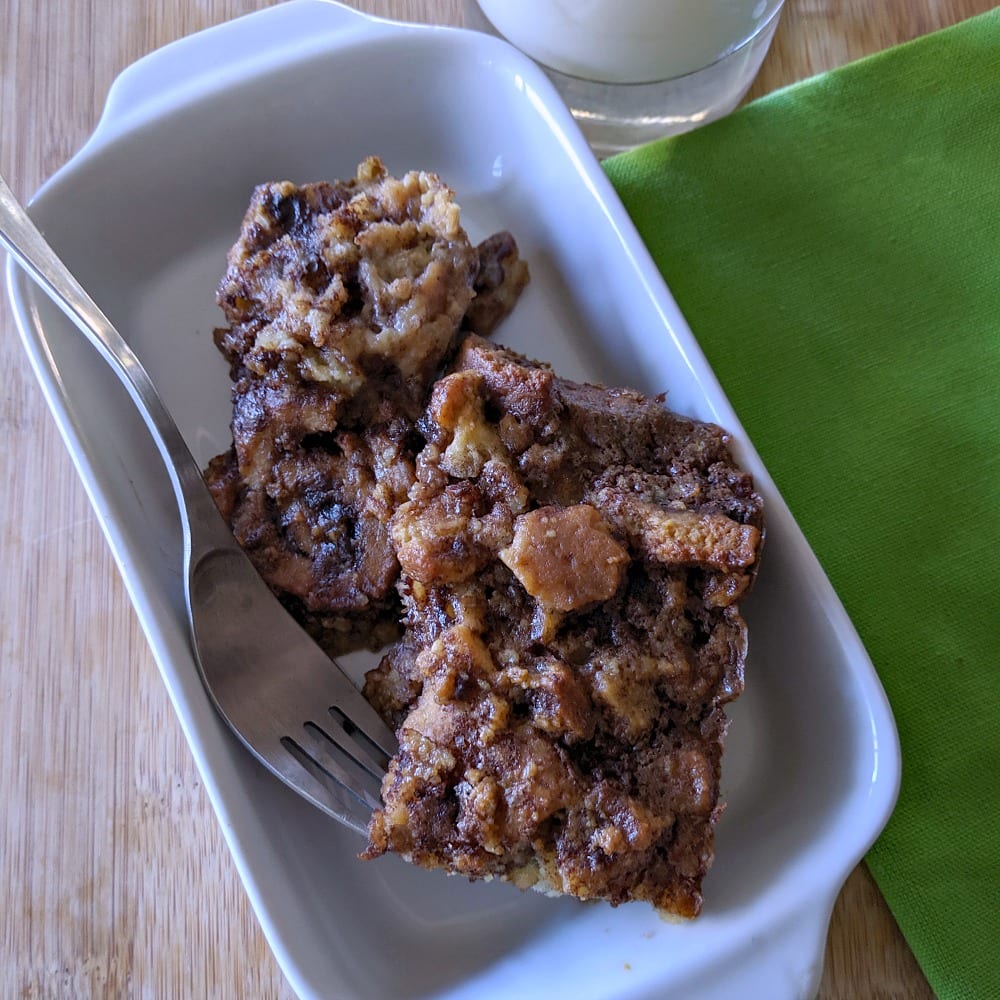 insta cinnamon roll bread pudding