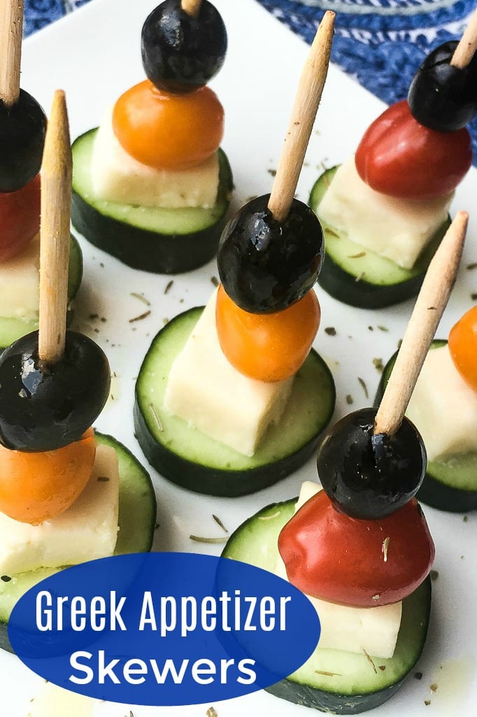 Food on a stick is always fun at parties, so you and your guests will love these simple and delicious Greek appetizer skewers. 