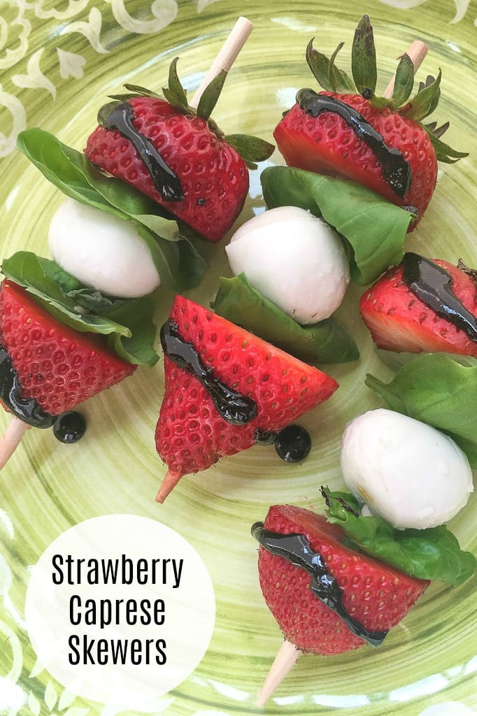 Strawberry Caprese Skewers Appetizer Recipe #appetizer #CapreseSkewers #Capresekebabs