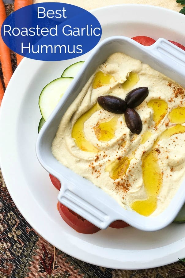 Quick and Easy Roasted Garlic Hummus Recipe #Hummus #HummusRecipe #RoastedGarlic #Garlic #Chickpeas #Hummus