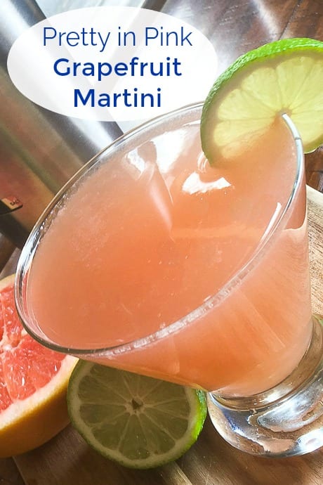 Pretty in Pink Grapefruit Martini Recipe #PinkGrapefruit #Cocktail #Martini #PinkCocktail #GrapefruitMartini #GrapefruitCocktail