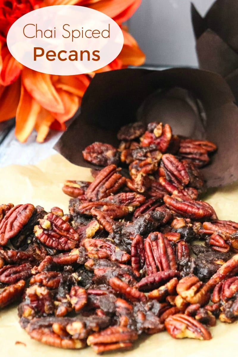 Chai Spiced Pecans Recipe #ChaiSpice #FoodGifts #CandiedPecans #CandiedNuts