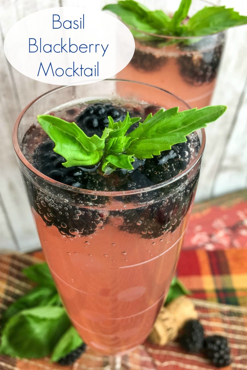 Sparkling Blackberry Basil Mocktail Recipe #Mocktail #VirginDrink #VirginCocktail #Blackberries #Recipe #DrinkRecipe #MocktailRecipe