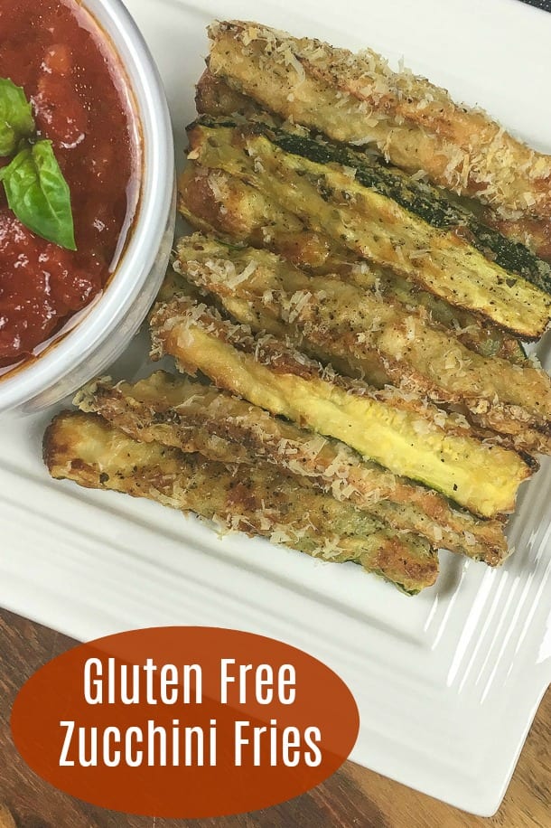 The Crispiest Gluten Free Baked Zucchini Fries Recipe #GlutenFree #Zucchini Crispy gluten free baked zucchini are delicious and fun to eat, so you'll want to serve them at parties and as a regular family snack or side dish. 