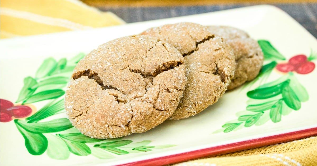 three chewy gingersnap cookies
