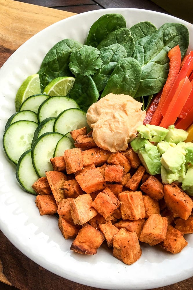 Vegan Sweet Potato Sriracha Buddha Bowl Recipe #BuddhaBowl #VeganDinner #VeganLunch