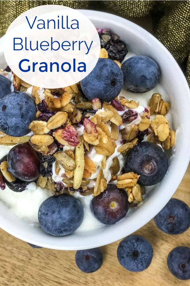 Blueberry Vanilla Granola Recipe #Granola #GranolaRecipes #HomemadeGranola