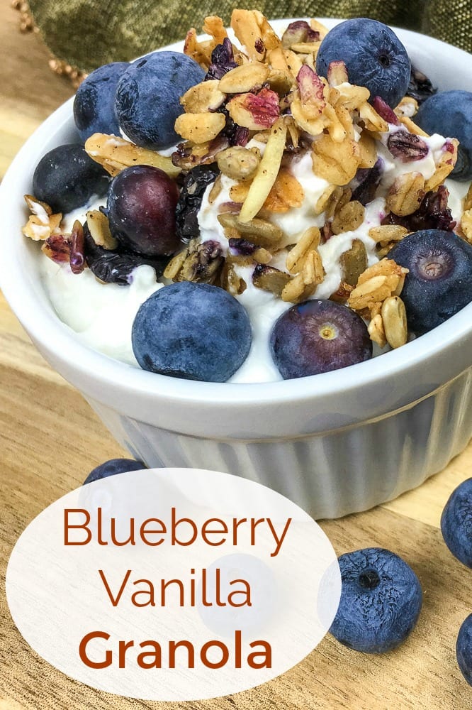 Blueberry Vanilla Granola Recipe #Granola #GranolaRecipes #HomemadeGranola