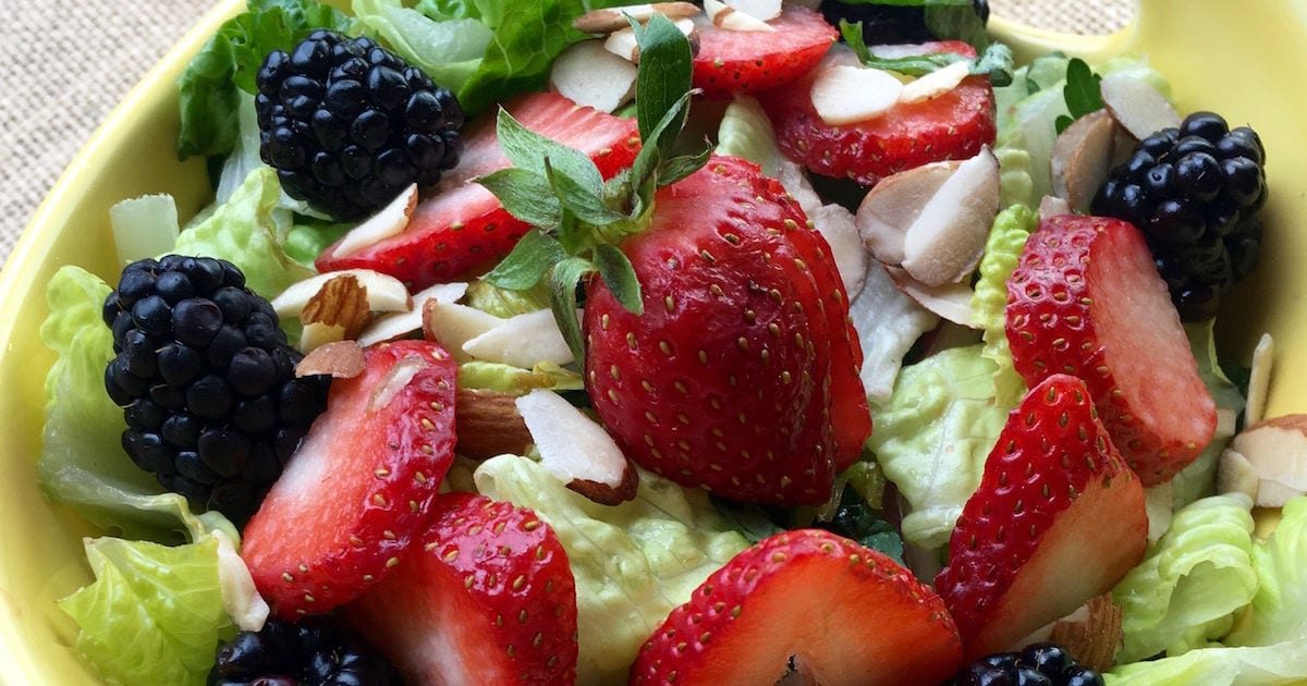 feature berry salad with homemade raspberry vinaigrette