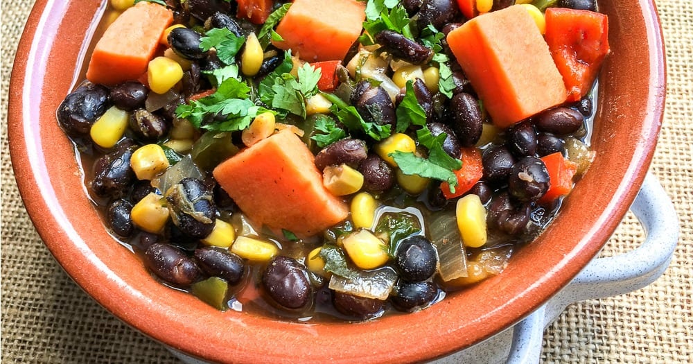 feature black bean sweet potato stew