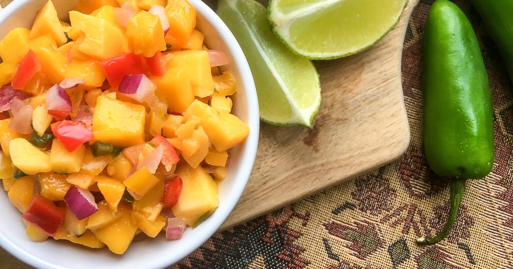 feature mango salsa with lime and jalapeno