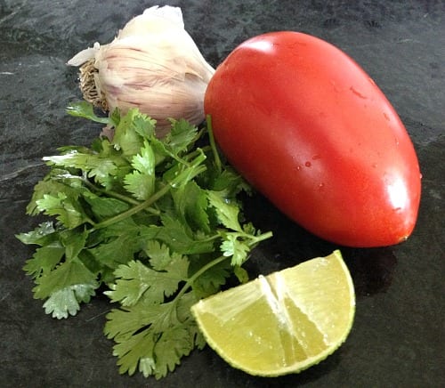 fresh homemade garden salsa ingredients