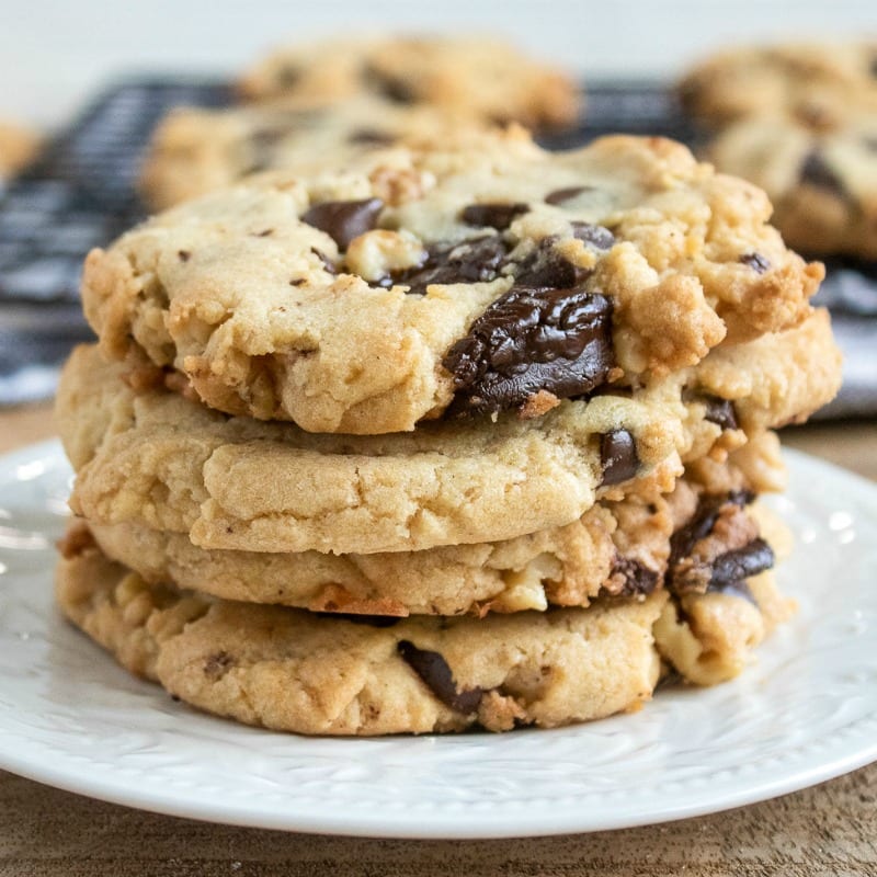 dark chocolate chunk cookie stack