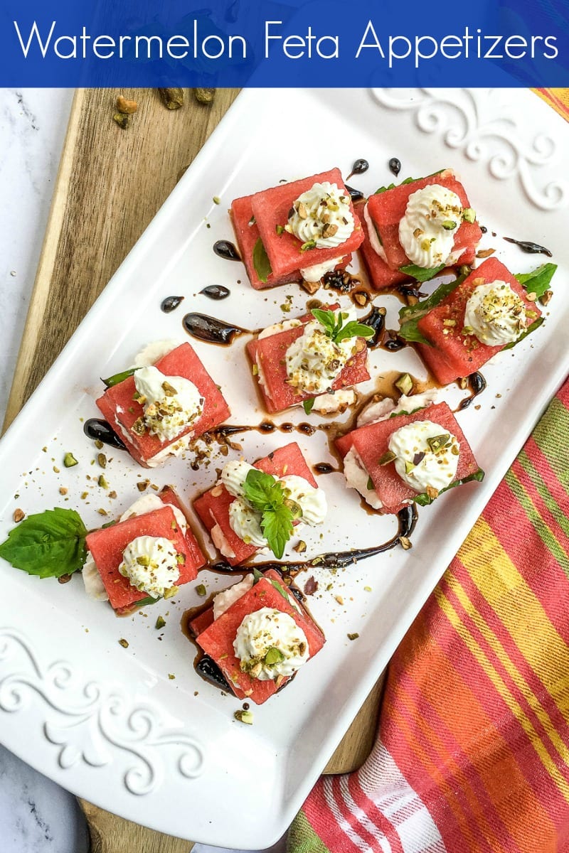 A refreshing watermelon feta appetizer stack is a tasty snack, so you'll be happy to serve it to party guests. The Caprese style snack is easy to