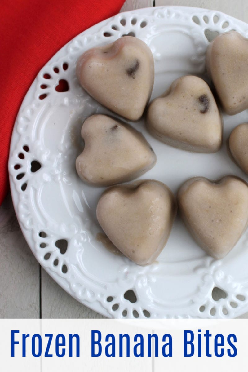 These heart shaped frozen banana bites are delicious, so it's great that they are easy to make and healthier than typical store bought ice cream novelties. 