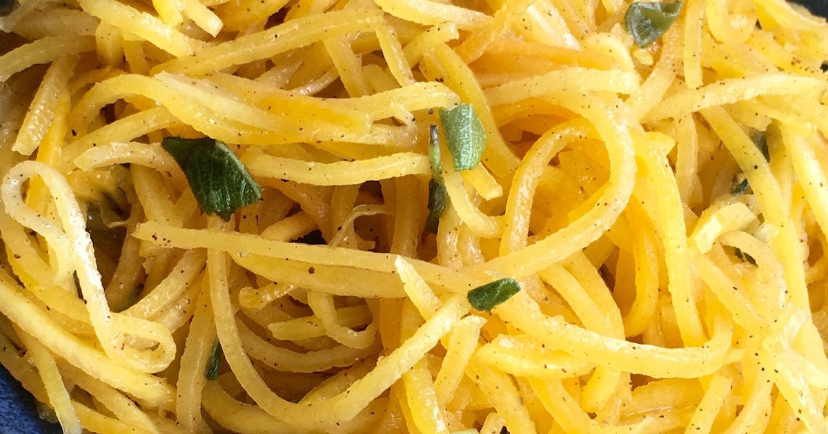 close up butternut squash noodles