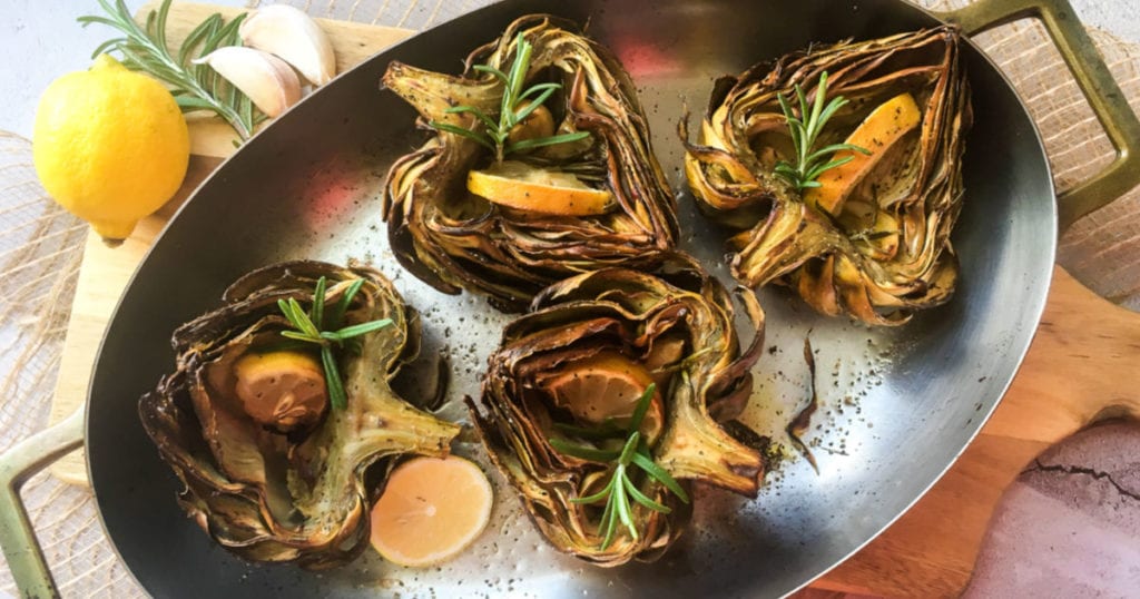 Oven Roasted Artichoke Halves Recipe Mama Likes To Cook
