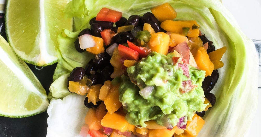 feature vegan black bean lettuce wrap