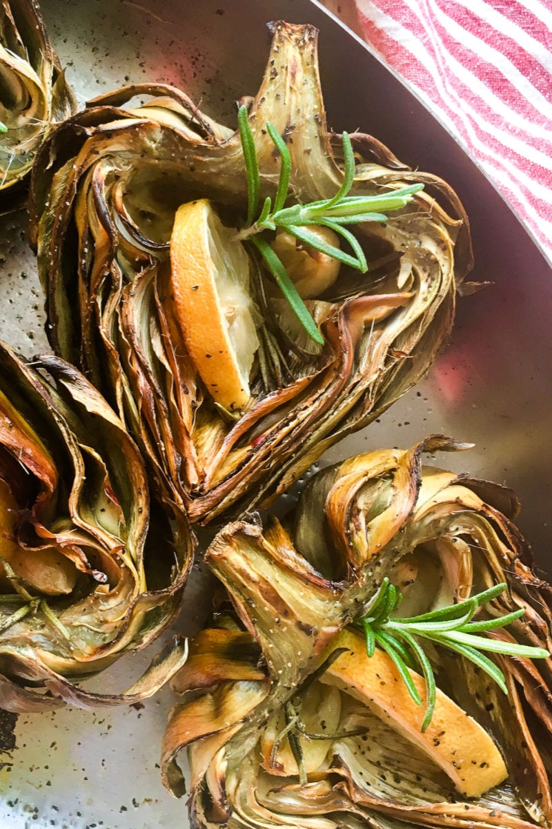 Oven Roasted Artichoke Halves Recipe Mama Likes To Cook