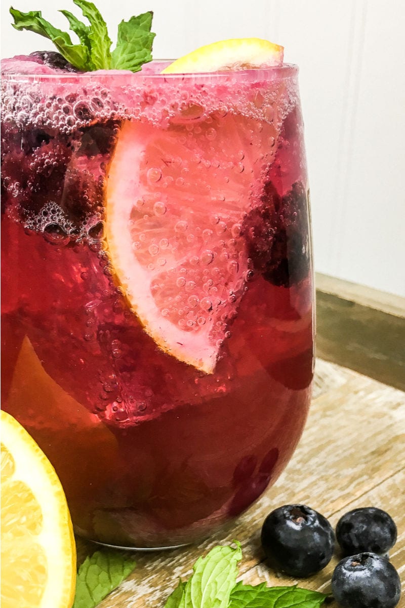 Sparkling Blueberry Lemonade Mocktail Recipe - A sparkling blueberry lemonade mocktail is a lovely way to refresh, when the weather is warm. This non-alcoholic blueberry lemonade feels like a