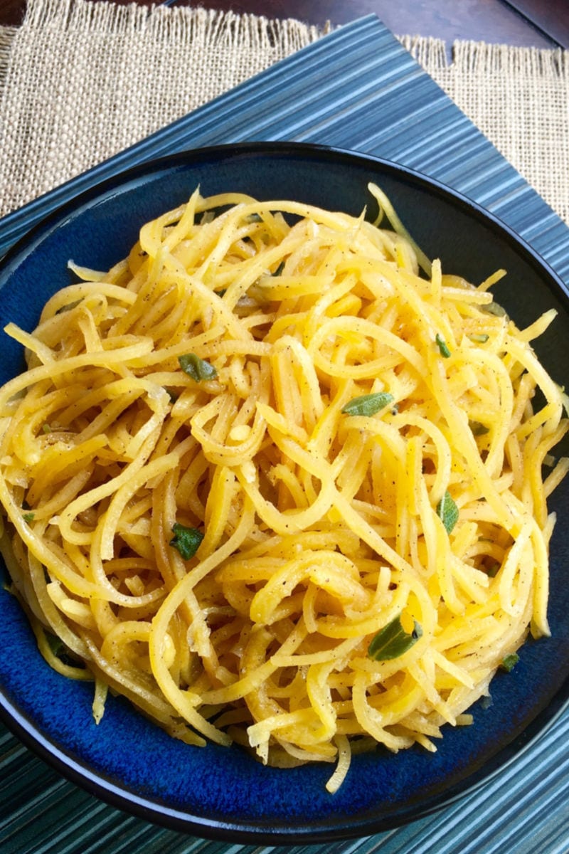 Butternut Squash Noodles Recipe for dinner - When you want a nutritious alternative to regular pasta, make my delicious, savory butternut squash noodles with or without a spiralizer. 