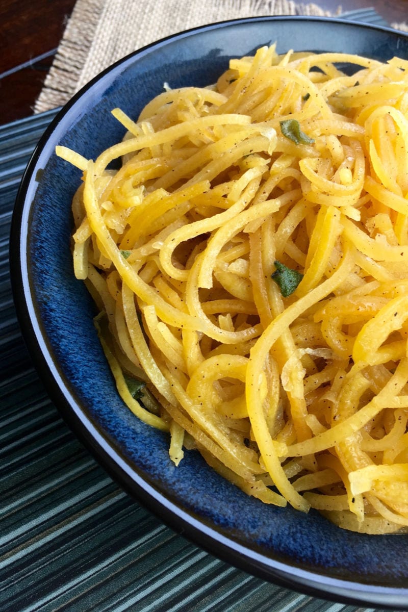 Butternut Squash Noodles Recipe for dinner - When you want a nutritious alternative to regular pasta, make my delicious, savory butternut squash noodles with or without a spiralizer. 