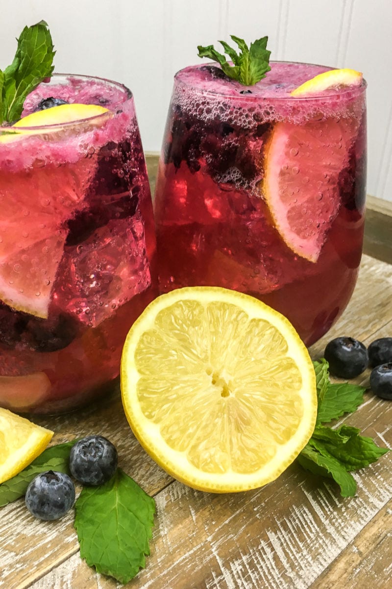 Sparkling Blueberry Lemonade Mocktail Recipe - A sparkling blueberry lemonade mocktail is a lovely way to refresh, when the weather is warm. This non-alcoholic blueberry lemonade feels like a