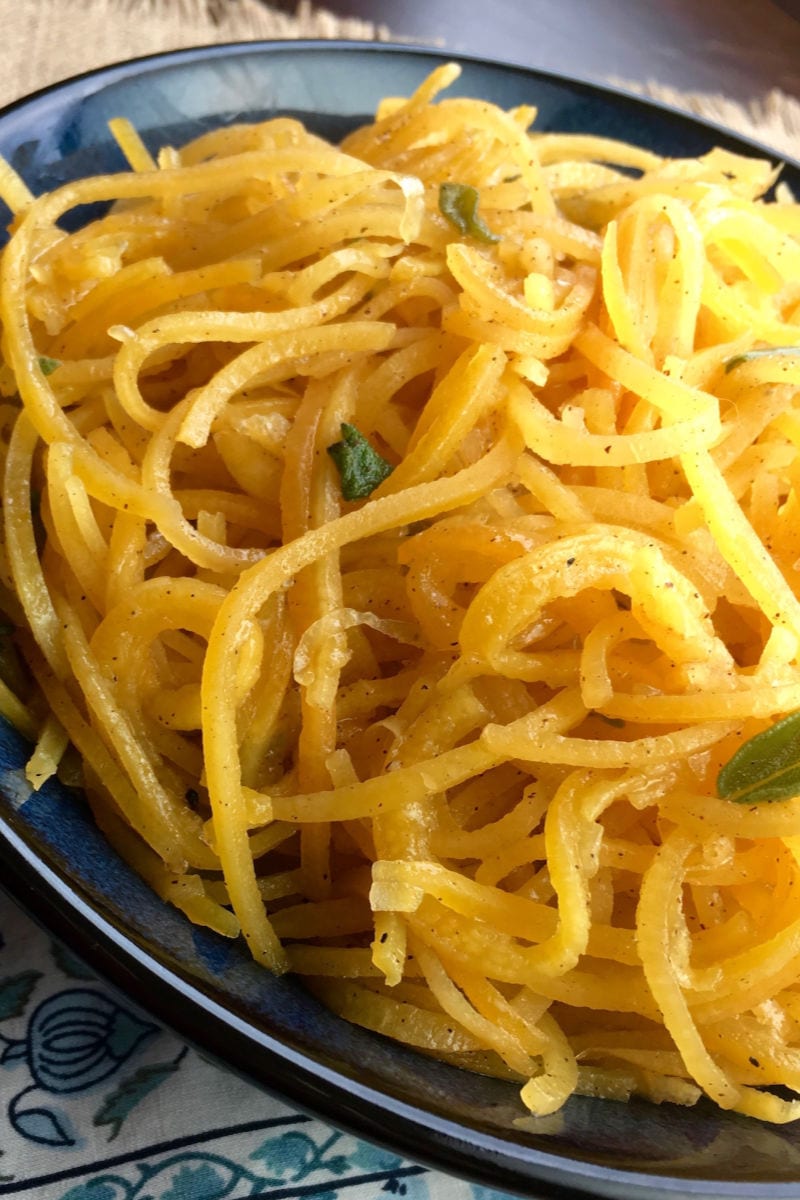 Butternut Squash Noodles Recipe for dinner - When you want a nutritious alternative to regular pasta, make my delicious, savory butternut squash noodles with or without a spiralizer. 