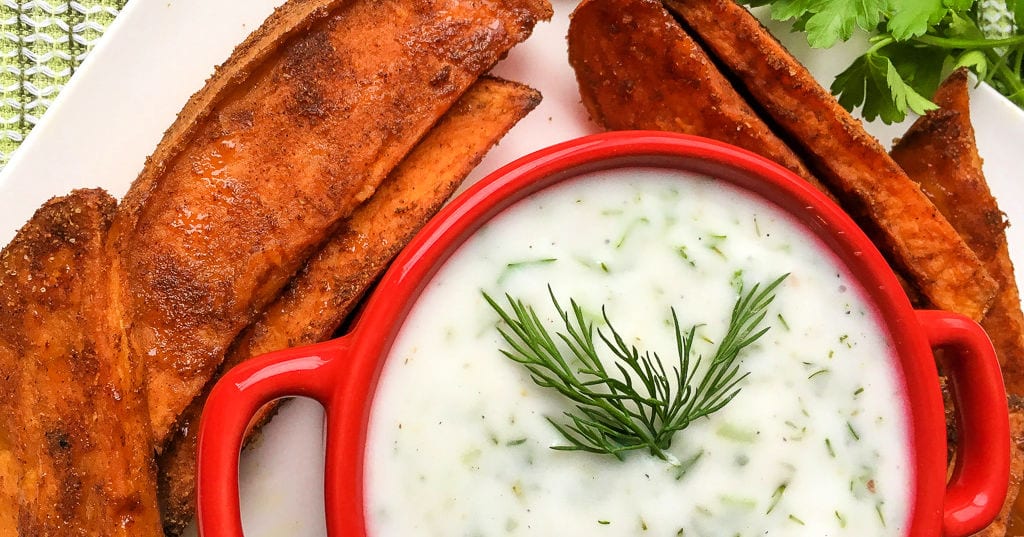 coconut dip with sweet potato fries