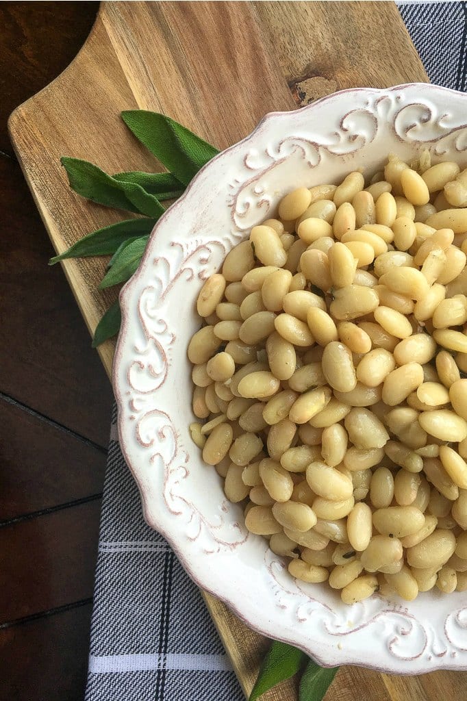 When you are hungry for satisfying Tuscan comfort food, make these simple Italian white beans with plenty of garlic and fresh sage. 