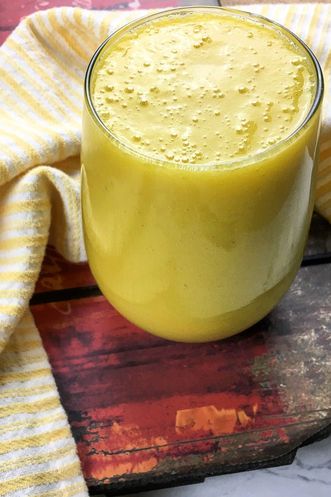 Vegan Tropical Smoothie without Banana Recipe #VeganSmoothie #SmoothieWithoutBanana #TropicalSmoothie #MangoSmoothie #CoconutSmoothie #PineappleSmoothie