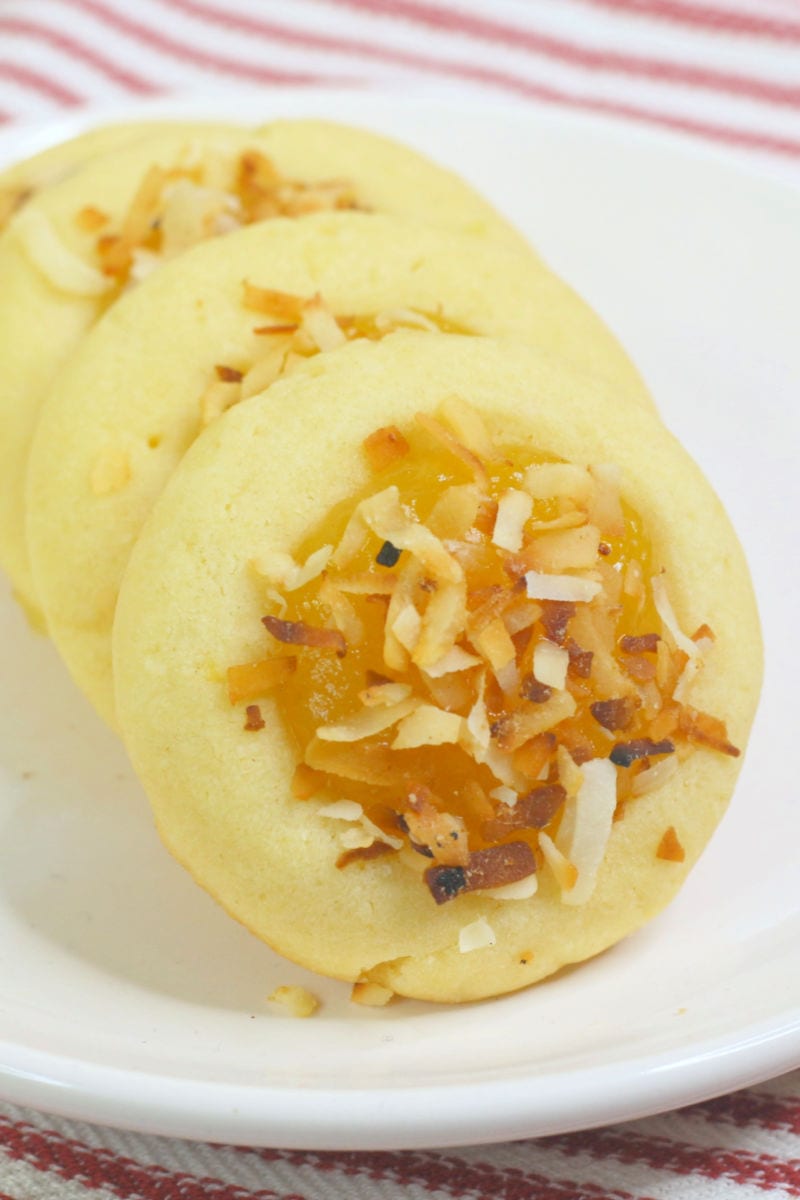 Toasted Coconut Lemon Curd Cookies Recipe #ThumbprintCookies #CookieRecipe #Cookies