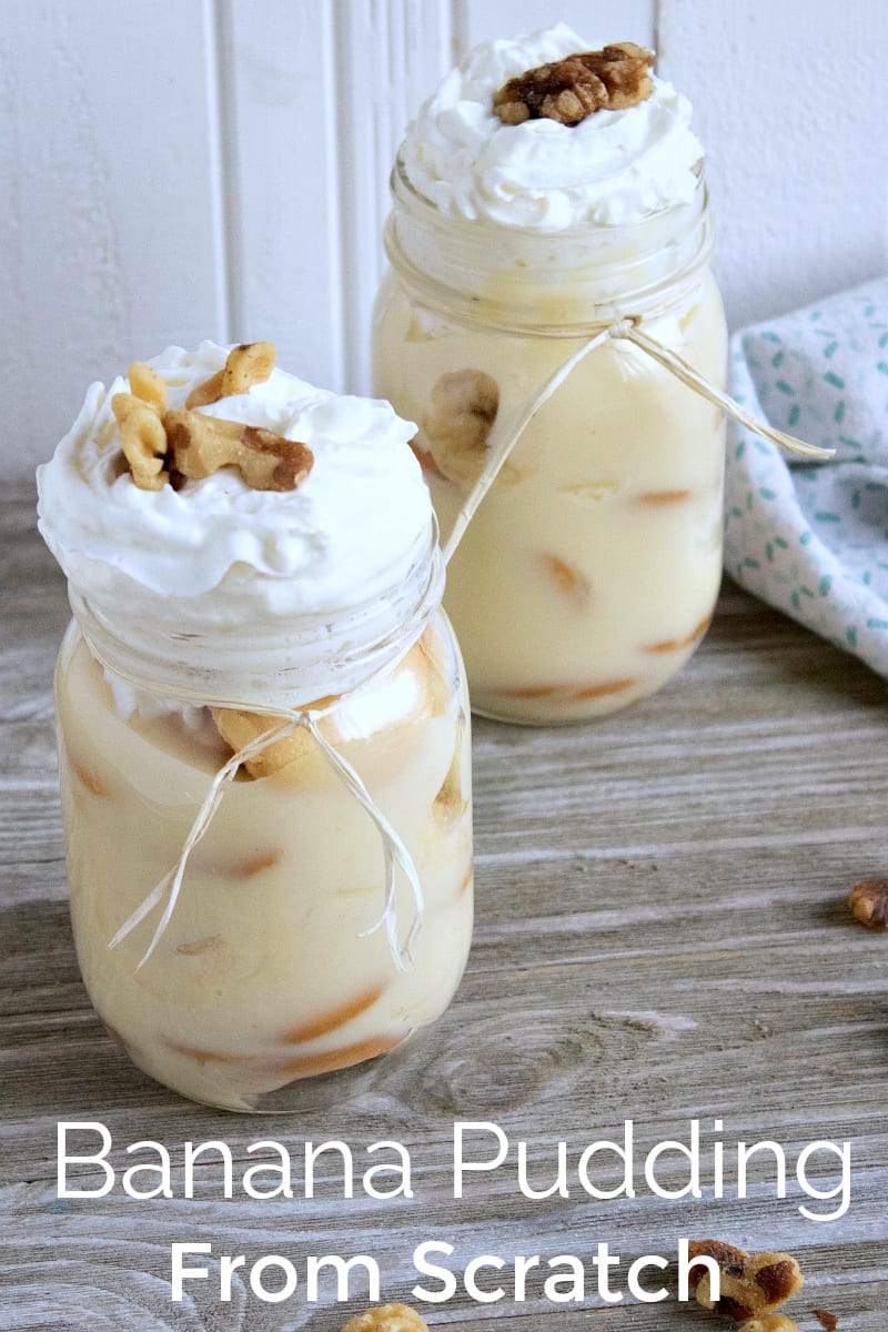 Banana Pudding Recipe Made from Scratch and Served in Mason Jars #MasonJar #MasonJarDessert #BananaPudding #IndividualDessert #EasyDessert #Homemade #FromScratch #Recipe #EasyRecipe