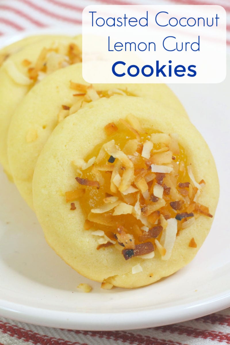 Toasted Coconut Lemon Curd Cookies Recipe #ThumbprintCookies #CookieRecipe #Cookies