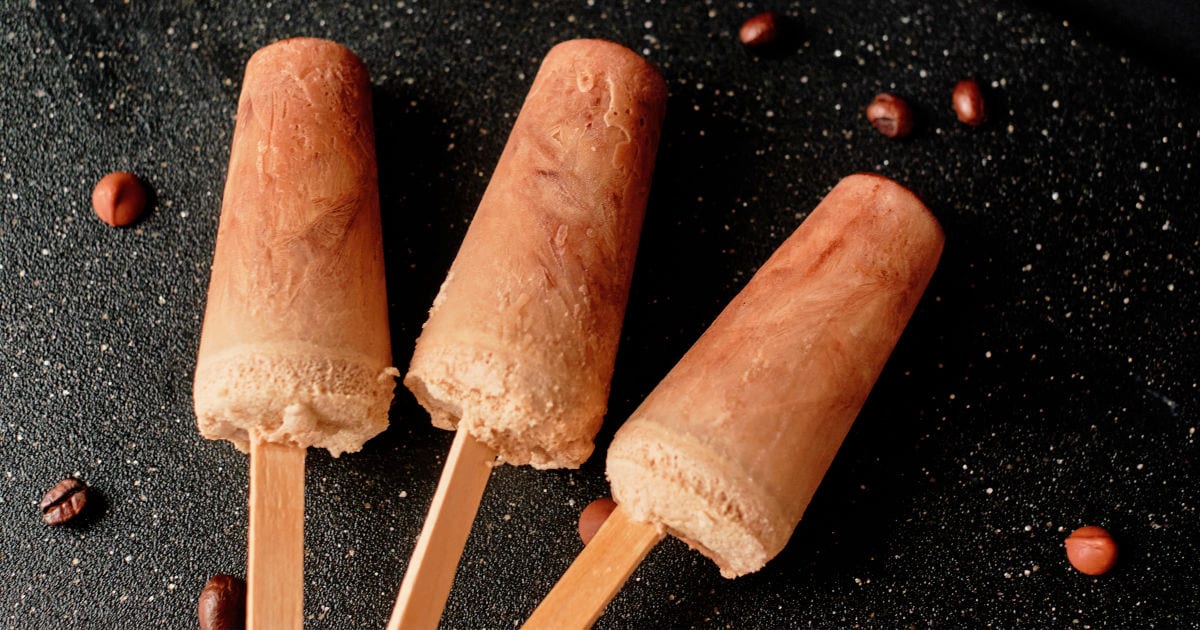 cold brew mocha popsicles on black background