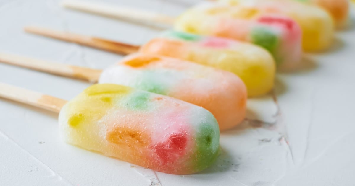 gummy bear popsicles in a row