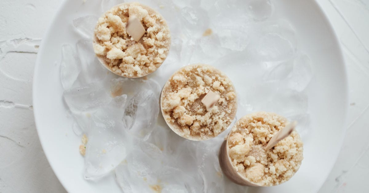 overhead view of banana popsicles