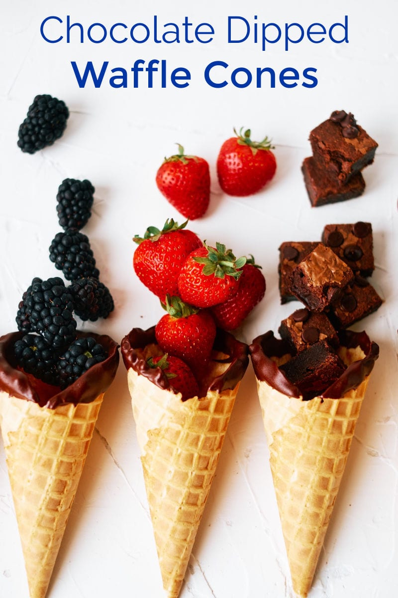 Chocolate Dipped Waffle Cones filled w/ fruit & sweet treats