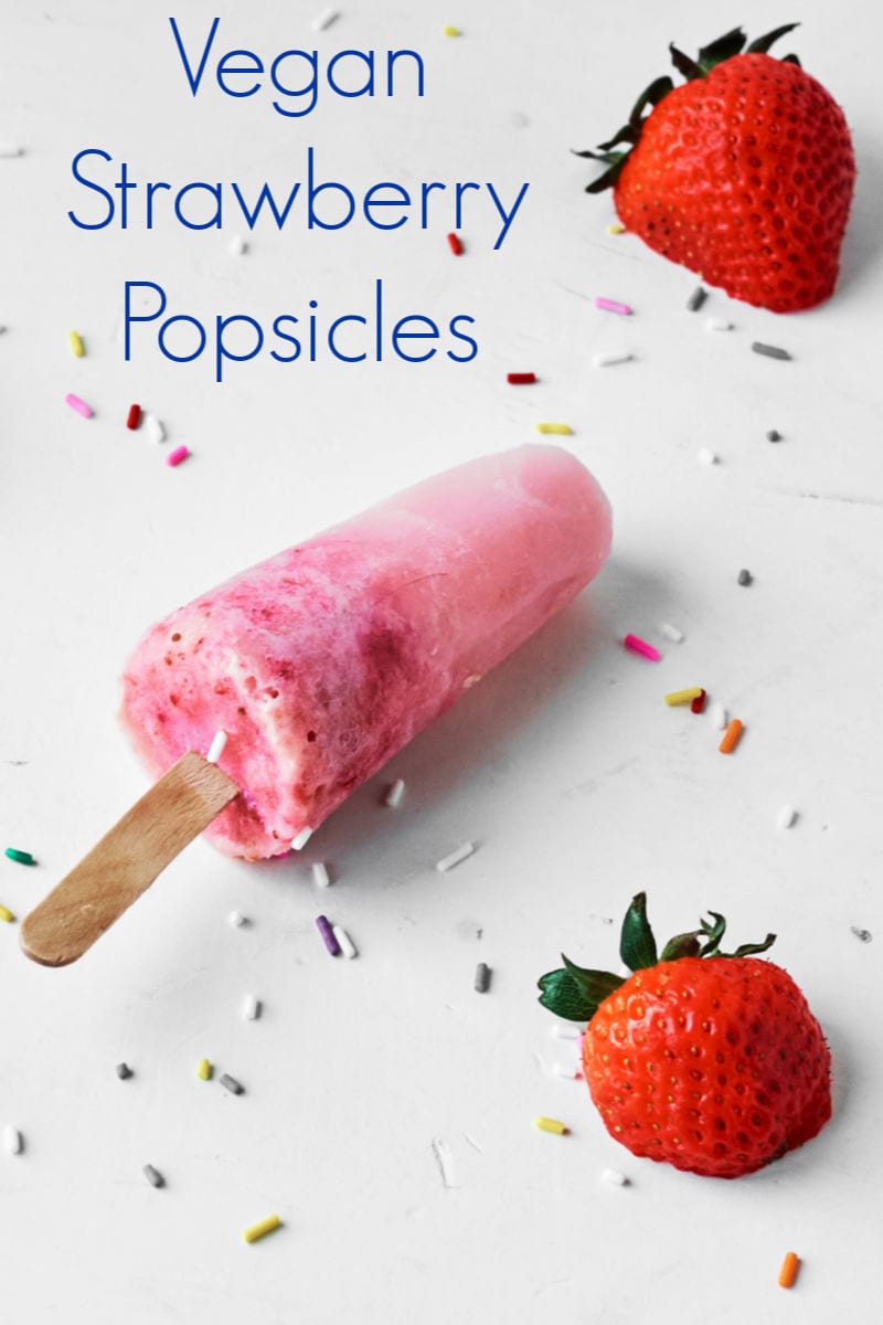 Creamy Vegan Strawberry Popsicles Recipe #popsicle #popsicles #veganpopsicles #fruitpopsicles #icepops