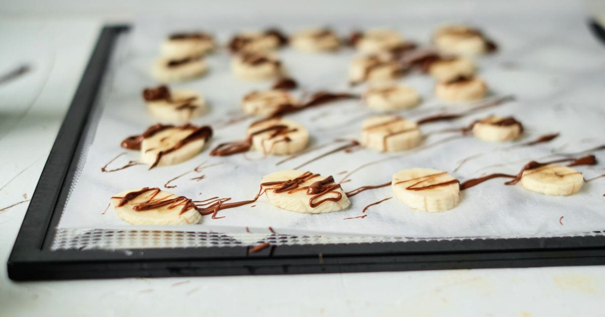 nutella bananas ready for dehydrating