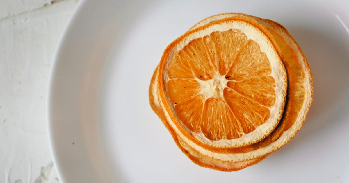 overhead view of deydrated orange slices