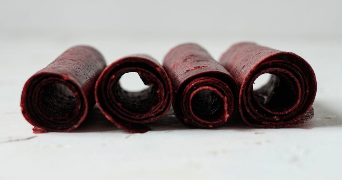 rolls of berry fruit leather
