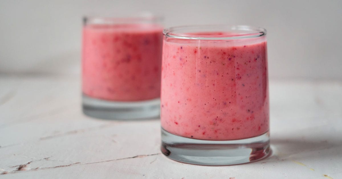 two strawberry date smoothies