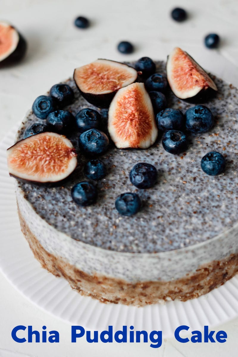 Blueberry and Fig Chia Pudding Cake Recipe #nobake #nobakedessert