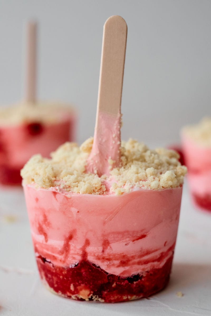 Raspberry Shortcake Popsicles Recipe #icepops #popsicles