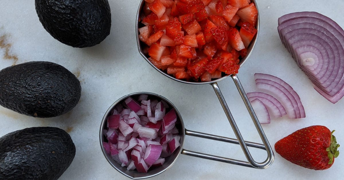 ingredients for strawberry guacamole