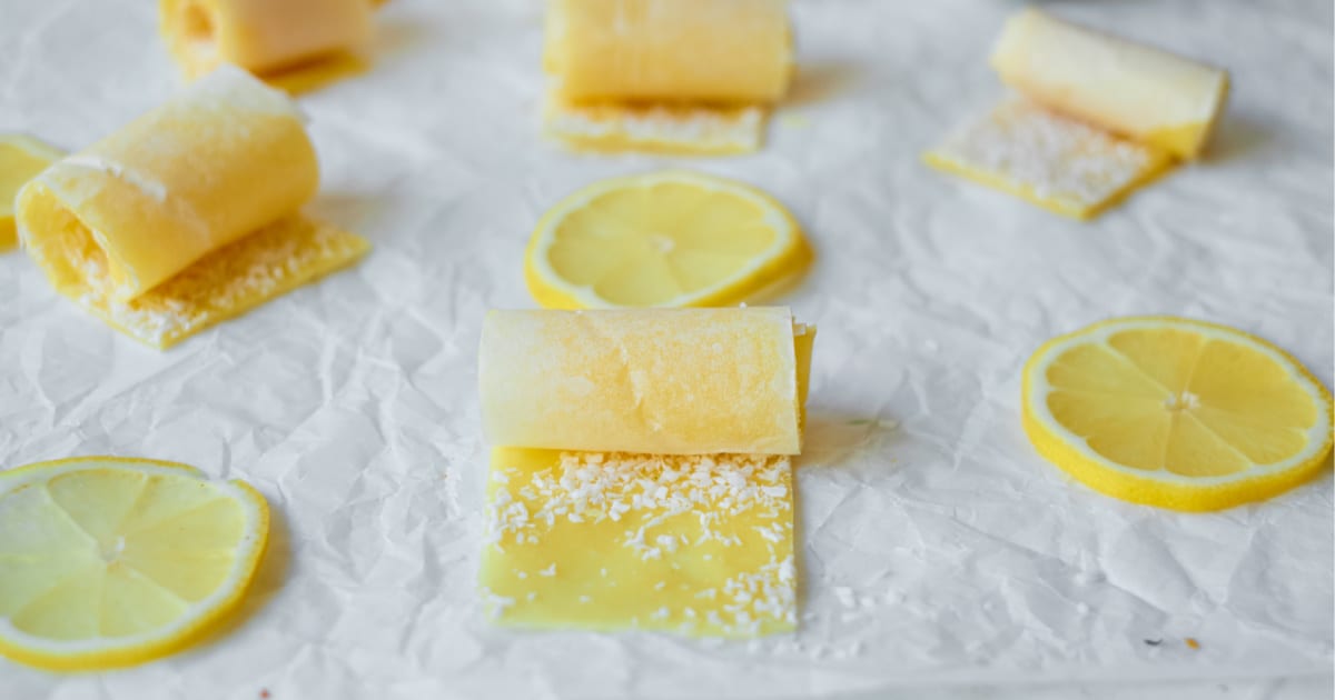 lemon coconut fruit leather rolls